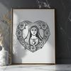 Symbolic Floral Heart Illustration A stylized illustration of a heart with floral elements, symbolizing devotion and faith in a spiritual context.