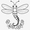 A detailed illustration of a dragonfly in mid-air, with intricate details suitable for vector art and digital designs.