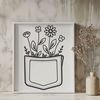Wildflower Embellishment SVG Art A stylized illustration of a floral pocket design featuring wild flowers.