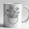 Beautiful Clip Art Pocket A stylized illustration of a flower pocket design featuring delicate petals and stems.