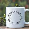 A floral arrangement in the shape of a circular wreath designed as scalable vector graphics.