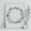 A decorative floral wreath designed as vector art, suitable for cutting machines or laser cutters.