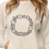 Decorative Wreath Design for Crafting and DIY Projects A detailed SVG illustration of a decorative floral wreath for various uses such as stencils or cutting machine templates.