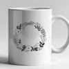 A hand-drawn floral wreath design, suitable for cutting machines like Cricut or laser cutters.