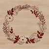 A floral wreath made up of intricate flowers and leaves in vector format.