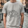 Symmetrical Bloom with Leaves SVG An illustration of a lotus flower with symmetrical petals and leaves.