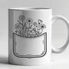 Delicate Floral Pouch A vector illustration of a flower-shaped pocket with intricate details.