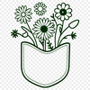 Stylized Floral Arrangement A digital floral pocket design featuring a stylized wild flower arrangement.