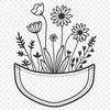 A detailed illustration of a wild flower pocket with delicate petals and stems.