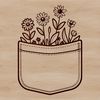 Vector design for a flower-shaped pocket featuring delicate petal patterns.