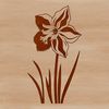 Vibrant White Daffodil Flower Icon A single white daffodil flower with yellow trumpet-shaped center and green stem, set against a transparent background.