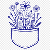 Vector illustration of a floral pocket design featuring a stylized wild flower pattern.
