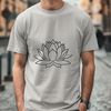 A simple, geometric representation of the lotus plant, suitable for vector design applications.