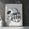 Football Helmet SVG Graphic A stylized illustration of a football helmet with an American football in front of it.