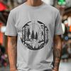 A detailed vector illustration of a forest landscape with various tree types and foliage.