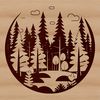 Beautiful Vector Tree Silhouette Scene A detailed illustration of a forest landscape with various types of trees in vector format.