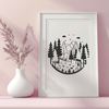 A detailed vector illustration of a dense forest landscape with various tree species.