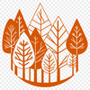 Whimsical Forest Environment Drawing A detailed illustration of various trees in a lush forest environment.