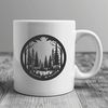 Free Vector Forest Graphic Design Element A stylized illustration of a forest landscape with trees and foliage.