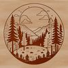 Forest Landscape Silhouettes SVG Image A detailed vector graphic of a forest landscape featuring tree silhouettes against a cloudy sky.