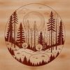 Whimsical Woodland Scene Vector An intricate vector design featuring a dense forest scene with multiple tree trunks and branches.