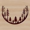 Detailed Forest Landscape Art A detailed illustration of a lush forest landscape featuring various trees and foliage.