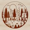 Beautiful Forest Landscape Vector An illustration of a dense forest with multiple trees and foliage, suitable for vector design projects.