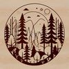 Beautiful Trees Clip Art SVG File A lush forest landscape with tall trees and foliage, suitable for vector art designs.