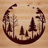 Dense Forest Scene A dense collection of trees in various shapes and sizes standing tall in a forest environment.