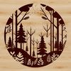 Whimsical Woodland Design An intricate vector design featuring multiple trees and foliage elements.