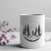 Beautiful Forest Scene SVG An illustration of a lush forest with tall trees and foliage.