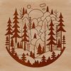 Detailed Forest Scene Vector Art A detailed illustration of a forest landscape featuring various trees and foliage, suitable for vector design.