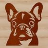 A stylized illustration of a French Bulldog's head, suitable for digital design and cutting projects.