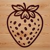 Vector Graphic Fruit Design A vector illustration of a ripe strawberry with green leaves.