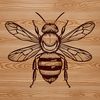 A graphic representation of a bee designed for various uses including digital design and crafting projects.