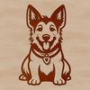 A German Shepherd sitting in a calm pose, suitable for vector art designs.