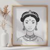 Female character design in vector format, suitable for cutting machines or digital editing with tools like Illustrator.
