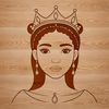 A young female princess in a traditional dress, ideal for use as clip art or vector design.