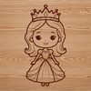 A vector graphic representation of a girl dressed as a princess with intricate design details.