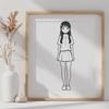 Young Girl Illustration SVG Template An illustration of a young girl in a simple composition, suitable for vector art projects.