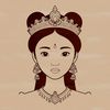 A young female princess character with a kind expression, suitable for vector graphics and cutting machine designs.
