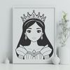 A young female princess in a medieval-inspired gown, suitable for use as clip art or vector design.