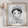 Beautiful Princess Icon Vector Design Female character in a royal gown holding a scepter, designed as vector art.
