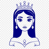 A young female princess with a crown and elegant dress, illustrated as a scalable vector graphic (SVG) for digital use.