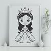 Adorable Girl in Tiara SVG A royalty-free SVG illustration of a young girl dressed in a traditional princess costume.