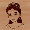 A young female character in a princess dress, designed as vector art for digital use.