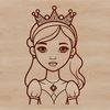 A young female character in a royal costume, ideal for craft projects.