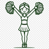 Sporty Girl with Pom-Poms SVG A young girl in a sporty outfit cheering with pom-poms, ideal for vector art projects.