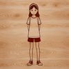 A young female figure rendered in a digital format using vector graphics.