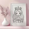 Female character princess illustration in vector format.